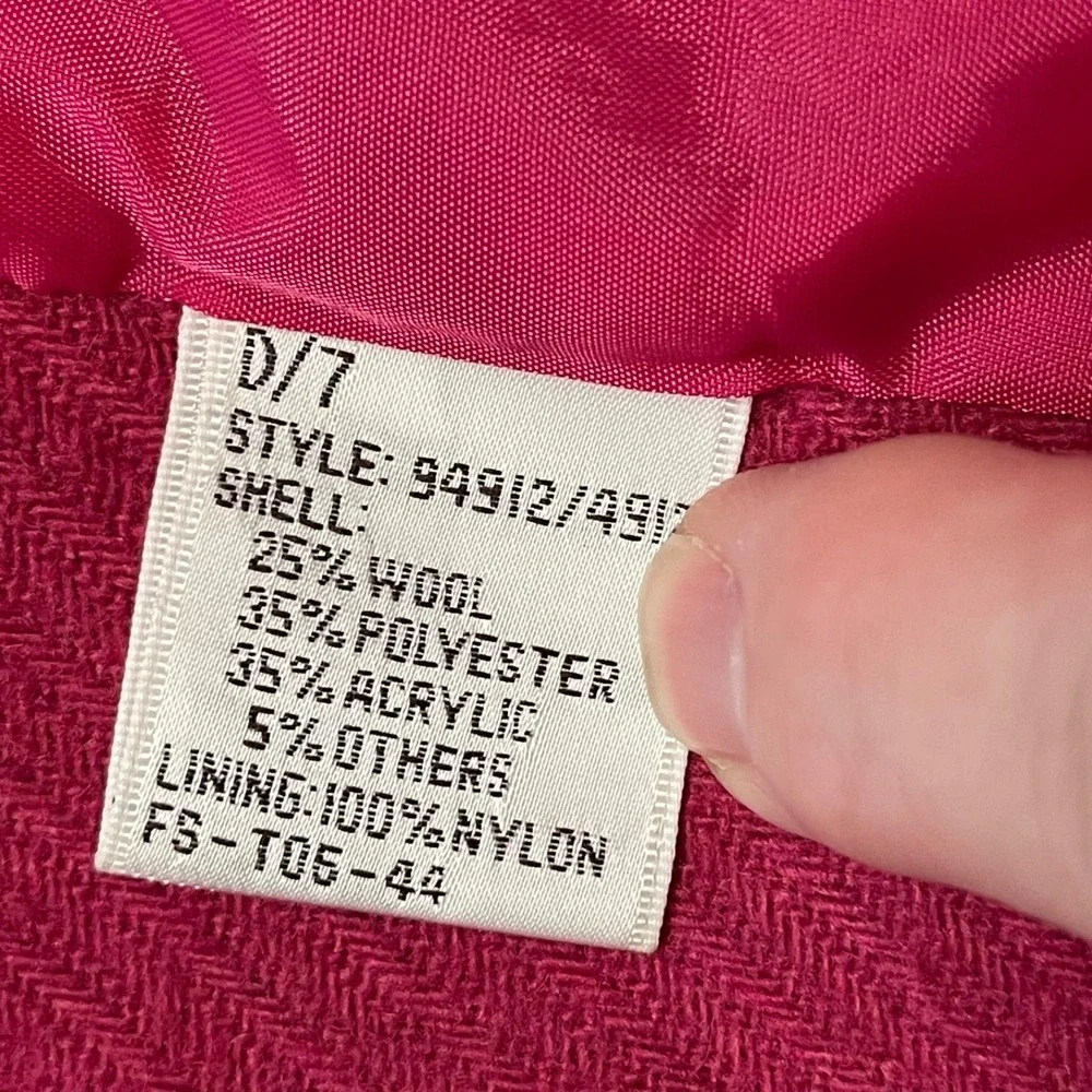 Vintage Women's Size‎ 10 Wool Blend Textured Hot Pink Blazer Jacket Pockets